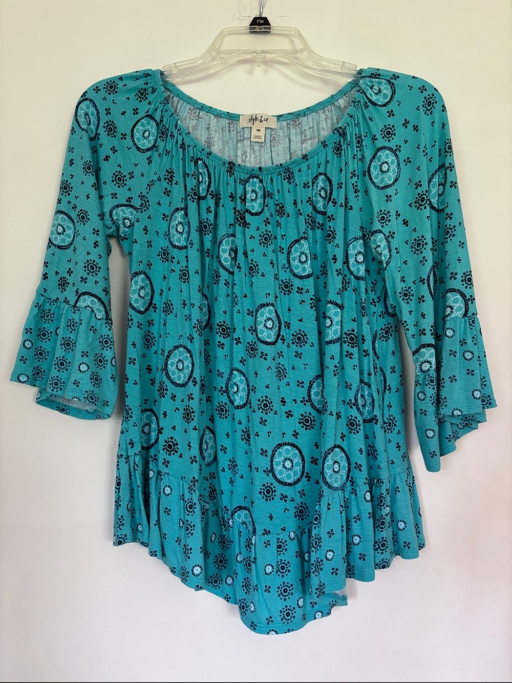 Style & Co. Turquoise Medallion Peasant Tunic